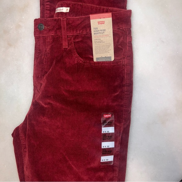 Levi’s 725 High Rise Cord Bootleg Corduroy Pant Red Cords - Picture 5 of 10
